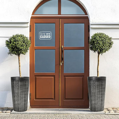 Worth Garden 22.5" H. Plastic Planters - Set of 2 Vintage Black Tall Conical Plant Pots for Indoor Outdoor Use - Decorative Lightweight Flower Pots for Front Porch, Patio, Deck - 12.5" Dia x 22.5" H