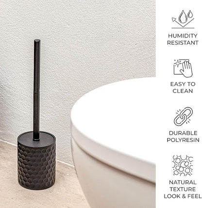 ZCCZ Bathroom Accessories Set 5 Pcs - Soap Dispenser, Toilet Brush, Toothbrush Holder, Tumbler, Soap Dish - Vintage Decor for Countertop Vanity Organizer, Black Bathroom Accessory Collection