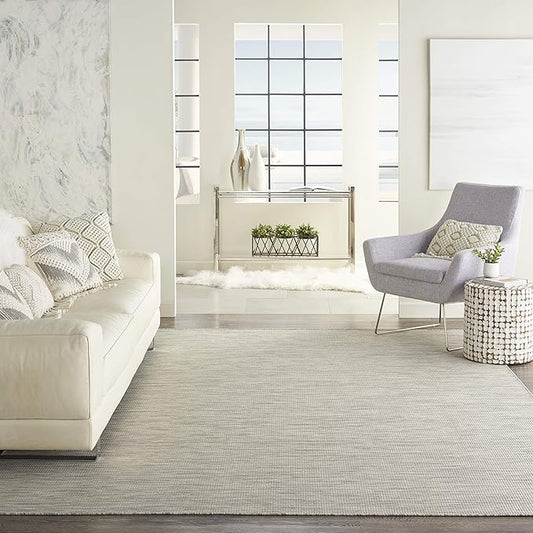 Nourison Positano Indoor-Outdoor Light Grey 5' x 7' Area Rug, Easy Cleaning, Non Shedding, Bed Room, Living Room, Dining Room, Backyard, Deck, Patio (5x7)
