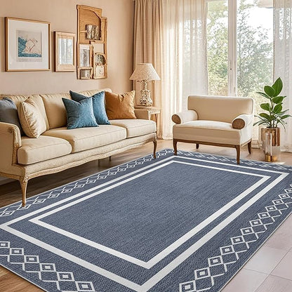 Outdoor Patio Rug, Outside Rectangular Carpet, Moroccan Geometric Rugs, Washable Large Indoor Outdoor Rug 8x10 Mats for RV, Picnic, Backyard, Deck, Balcony, Porch, Beach