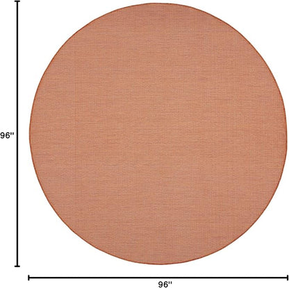 Nourison Positano Indoor/Outdoor Terracotta 8' x Round Area Rug, Easy Cleaning, Non Shedding, Bed Room, Living Room, Dining Room, Backyard, Deck, Patio (8 Round)