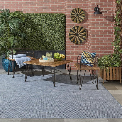 Nourison Positano Indoor-Outdoor Navy Blue 4' x 6' Area Rug, Easy Cleaning, Non Shedding, Bed Room, Living Room, Dining Room, Backyard, Deck, Patio (4x6)