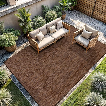 CAMILSON Outdoor Rug 6x9 Modern Area Rugs for Indoor and Outdoor Patios and Porches - Waterproof, Washable, Non-Shedding, Easy-to-Clean Outside Carpet (6 x 9, Solid - Gold)