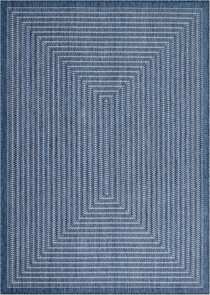 Adiva Rugs Outdoor Indoor Area Rug, Weather Resistant, Easy to Clean, Stain Resistant Floor Mat for Dining Room, Backyard, Deck, Patio (Navy Weiss, 2' x 3')