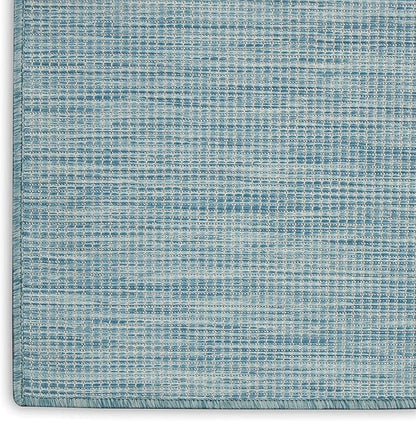 Nourison Positano Indoor-Outdoor Aqua 4' x 6' Area Rug, Easy Cleaning, Non Shedding, Bed Room, Living Room, Dining Room, Backyard, Deck, Patio (4x6)
