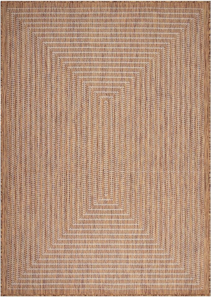 Adiva Rugs Outdoor Indoor Area Rug, Weather Resistant, Easy to Clean, Stain Resistant Floor Mat for Dining Room, Backyard, Deck, Patio (Wooden, 6' x 9')