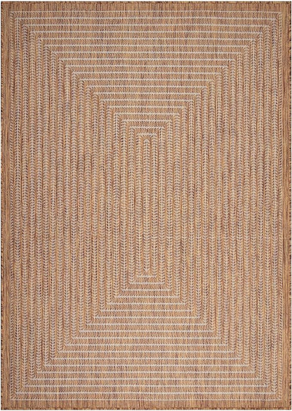 Adiva Rugs Outdoor Indoor Area Rug, Weather Resistant, Easy to Clean, Stain Resistant Floor Mat for Dining Room, Backyard, Deck, Patio (Wooden, 9' x 12')