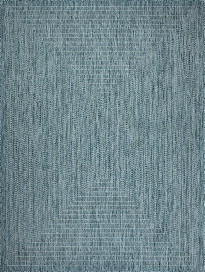 Adiva Rugs Outdoor Indoor Area Rug, Weather Resistant, Easy to Clean, Stain Resistant Floor Mat for Dining Room, Backyard, Deck, Patio (Aqua Weiss, 10' x 14')