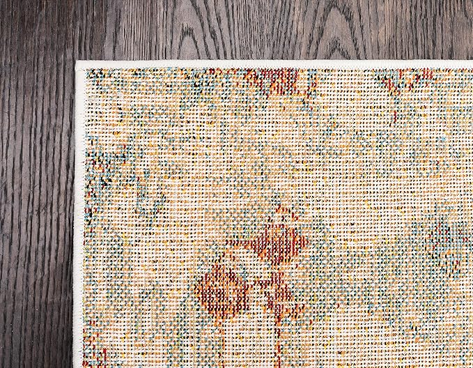 Unique Loom Rosso Collection Vintage, Geometric, Bohemian, Traditional, Distressed, Southwestern Area Rug, 5' 0" x 8' 0", Multi/Ivory