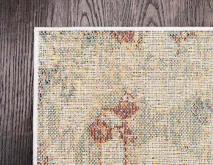 Unique Loom Rosso Collection Vintage, Geometric, Bohemian, Traditional, Distressed, Southwestern Area Rug, 5' 0" x 8' 0", Multi/Ivory