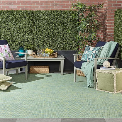 Nourison Positano Indoor/Outdoor Blue/Green 7' x 10' Area Rug, Easy Cleaning, Non Shedding, Bed Room, Living Room, Dining Room, Backyard, Deck, Patio (7x10)