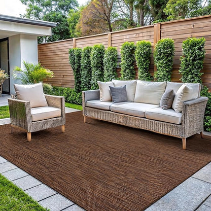 CAMILSON Outdoor Rug 8x10 Modern Area Rugs for Indoor and Outdoor Patios and Porches - Waterproof, Washable, Non-Shedding, Easy-to-Clean Outside Carpet (8 x 10, Solid - Gold)