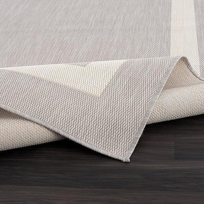 CAMILSON Outdoor Rug 9x12,Large Modern Outside Rugs for Patios Porches Waterproof Durable Washable Non-Shedding, Easy-to-Clean Indoor Outdoor Area Carpet (9 x 12, Bordered - Gray/White)