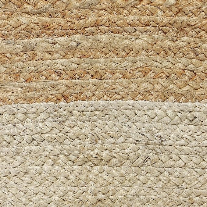 REDEARTH · Cube Pouf Ottoman - Braided Pouffe Accent Sitting Square Footrest for Living Room, Bedroom, Nursery, kidsroom, Patio, Gym; 100% Jute (14.5"x14.5"x16"; Natural Ivory)