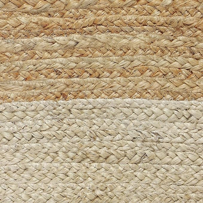 REDEARTH · Cube Pouf Ottoman - Braided Pouffe Accent Sitting Square Footrest for Living Room, Bedroom, Nursery, kidsroom, Patio, Gym; 100% Jute (14.5"x14.5"x16"; Natural Ivory)