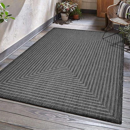 Adiva Rugs Outdoor Indoor Area Rug, Weather Resistant, Easy to Clean, Stain Resistant Floor Mat for Dining Room, Backyard, Deck, Patio (Pebble Weiss, 5' x 7')