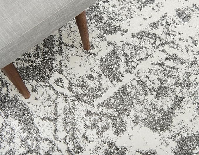 Unique Loom Rosso Collection Vintage, Geometric, Bohemian, Traditional, Distressed, Southwestern Area Rug, Rectangular 5' 0" x 8' 0", Light Gray/Ivory