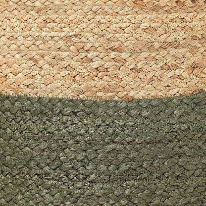 REDEARTH · Cylindrical Pouf Foot Stool Ottoman - Jute Braided Pouffe Poof Accent Sitting Footrest for Living Room, Bedroom, Nursery, Patio, Lounge & Other Rooms (Natural Olive, 18"x18"x14")