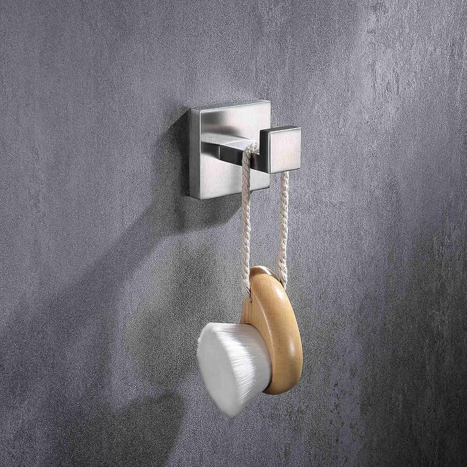 Bathroom Towel Hook 4 Pack, for Kitchen, Bedroom, Hotel - Modern Design Effortless Mounting Towel Hangers, Brushed Finish