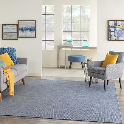 Nourison Home Positano Indoor/Outdoor Navy Blue 6' x Round Area Rug, Easy Cleaning, Non Shedding, Bed Room, Living Room, Dining Room, Backyard, Deck, Patio (6 Round)