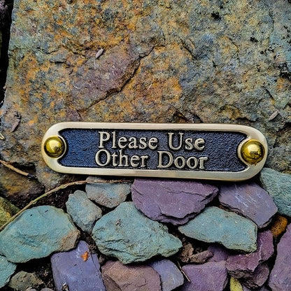 Please Use Other Door Brass Door Sign. Traditional Style Home Décor Wall Plaque Handmade By The Metal Foundry UK.