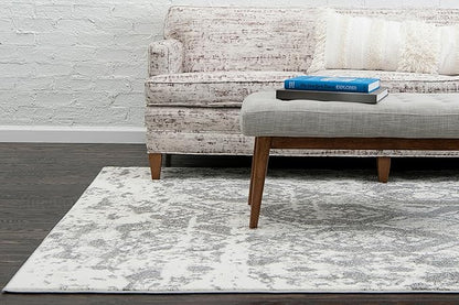 Unique Loom Rosso Collection Vintage, Geometric, Bohemian, Traditional, Distressed, Southwestern Area Rug, Rectangular 8' 0" x 10' 0", Light Gray/Ivory