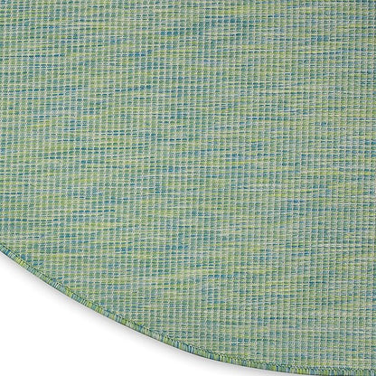 Nourison Positano Indoor/Outdoor Blue/Green 6' x Round Area Rug, Easy Cleaning, Non Shedding, Bed Room, Living Room, Dining Room, Backyard, Deck, Patio (6 Round)