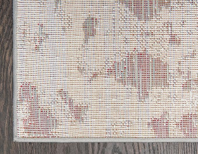 Unique Loom Rosso Collection Vintage, Geometric, Bohemian, Traditional, Distressed, Southwestern Area Rug, Rectangular 5' 0" x 8' 0", Light Gray/Ivory