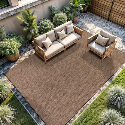 CAMILSON Outdoor Rug 6x9 Modern Area Rugs for Indoor and Outdoor Patios and Porches - Waterproof, Washable, Non-Shedding, Easy-to-Clean Outside Carpet (6 x 9, Solid - Jute)