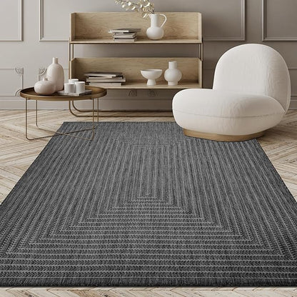 Adiva Rugs Outdoor Indoor Area Rug, Weather Resistant, Easy to Clean, Stain Resistant Floor Mat for Dining Room, Backyard, Deck, Patio (Pebble Weiss, 5' x 7')