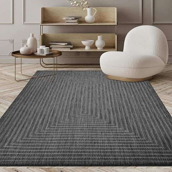 Adiva Rugs Outdoor Indoor Area Rug, Weather Resistant, Easy to Clean, Stain Resistant Floor Mat for Dining Room, Backyard, Deck, Patio (Pebble Weiss, 2' x 3')