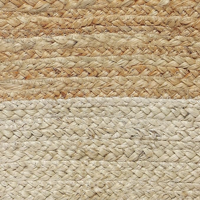 REDEARTH · Cube Pouf Ottoman - Braided Pouffe Accent Sitting Square Footrest for Living Room, Bedroom, Nursery, kidsroom, Patio, Gym; 100% Jute Set of 2 (14.5"x14.5"x16"; Natural Ivory)