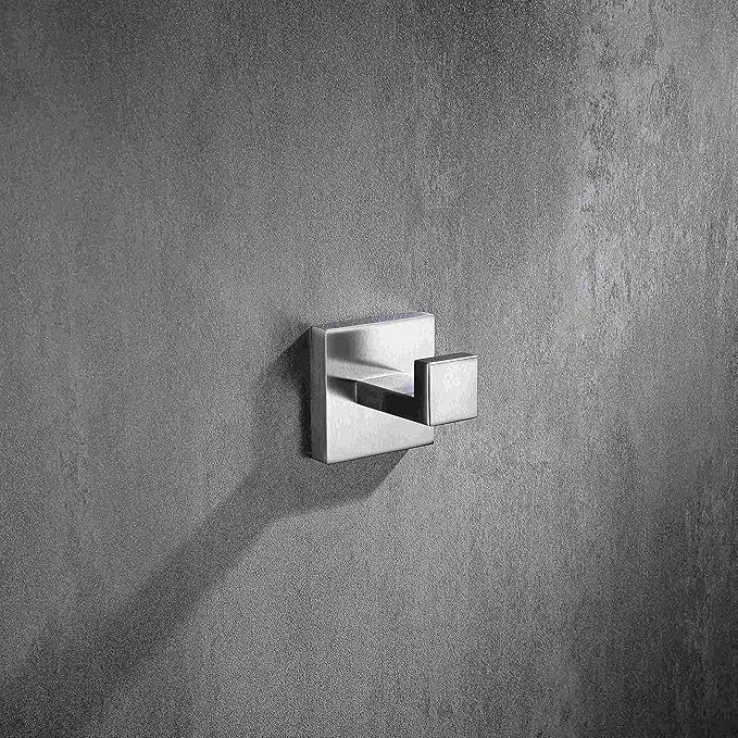 Bathroom Towel Hook 4 Pack, for Kitchen, Bedroom, Hotel - Modern Design Effortless Mounting Towel Hangers, Brushed Finish