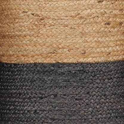 REDEARTH · Cylindrical Pouf Foot Stool Ottoman - Jute Braided Pouffe Poof Accent Sitting Footrest for Living Room, Bedroom, Nursery, Patio, Lounge - Set of 2 (14.5”x14.5”x16”; Natural Gray)