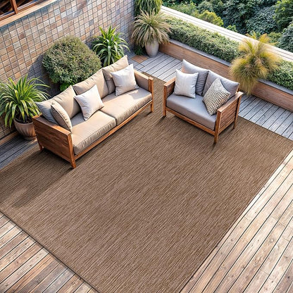 CAMILSON Outdoor Rug 6x9 Modern Area Rugs for Indoor and Outdoor Patios and Porches - Waterproof, Washable, Non-Shedding, Easy-to-Clean Outside Carpet (6 x 9, Solid - Jute)