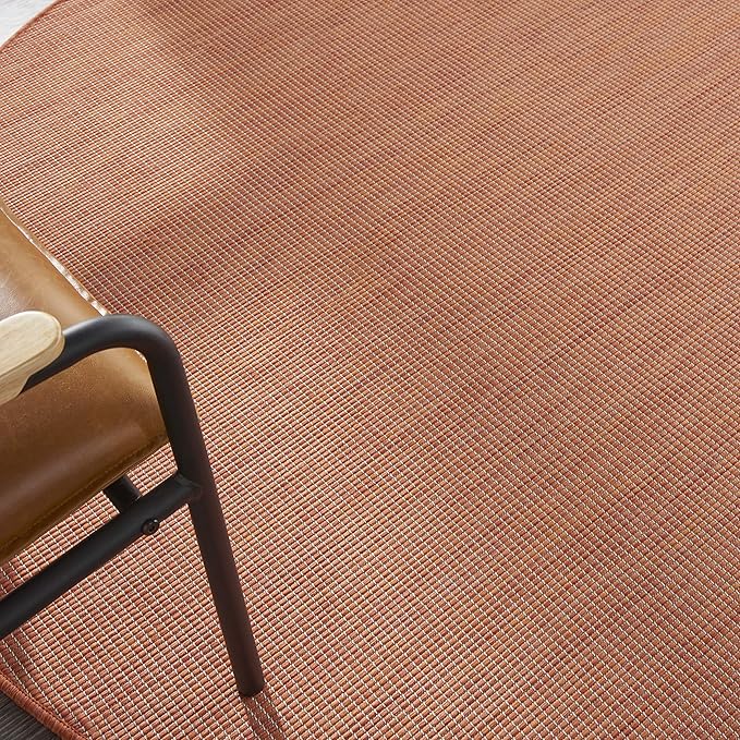 Nourison Positano Indoor/Outdoor Terracotta 6' x Round Area Rug, Easy Cleaning, Non Shedding, Bed Room, Living Room, Dining Room, Backyard, Deck, Patio (6 Round)