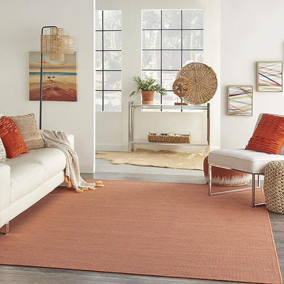 Nourison Positano Indoor/Outdoor Terracotta 9' x 12' Area Rug, Easy- Cleaning, Non Shedding, Bed Room, Living Room, Dining Room, Backyard, Deck, Patio (9x12)