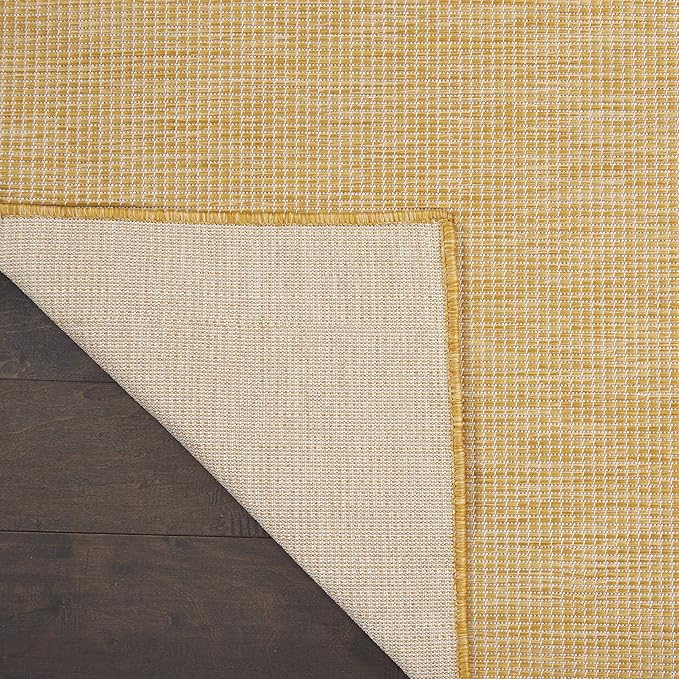 Nourison Home Positano Yellow 9' x 12' Area Rug, Modern, Solid, Indoor/Outdoor, Easy Cleaning, Non Shedding, Bed Room, Living Room, Deck, Backyard