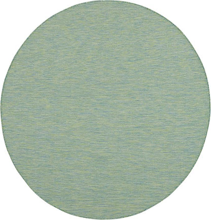 Nourison Positano Indoor/Outdoor Blue/Green 6' x Round Area Rug, Easy Cleaning, Non Shedding, Bed Room, Living Room, Dining Room, Backyard, Deck, Patio (6 Round)