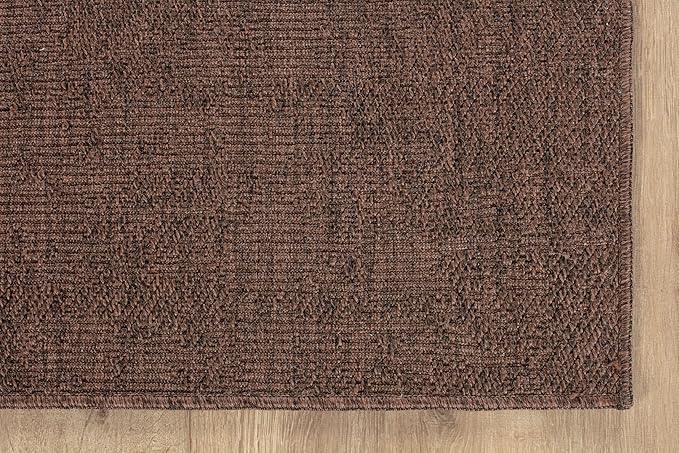 CAMILSON Easy Jute Rug 9x12, Indoor Outdoor Brown Color Fiber Area Rugs for Living Room Patio and Kitchen Rug, Solid Boho Woven Design, Easy-Cleaning, Washable Outside Carpet Alfombras (9 x 12)