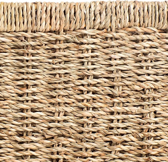 CENBOSS Wicker Baskets (Large, Seagrass, 1PC) Rattan Storage Baskets for Shelves, Woven Seagrass Holder