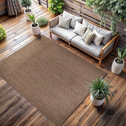 CAMILSON Outdoor Rug 8x10 Modern Area Rugs for Indoor and Outdoor Patios and Porches - Waterproof, Washable, Non-Shedding, Easy-to-Clean Outside Carpet (8 x 10, Solid - Jute)