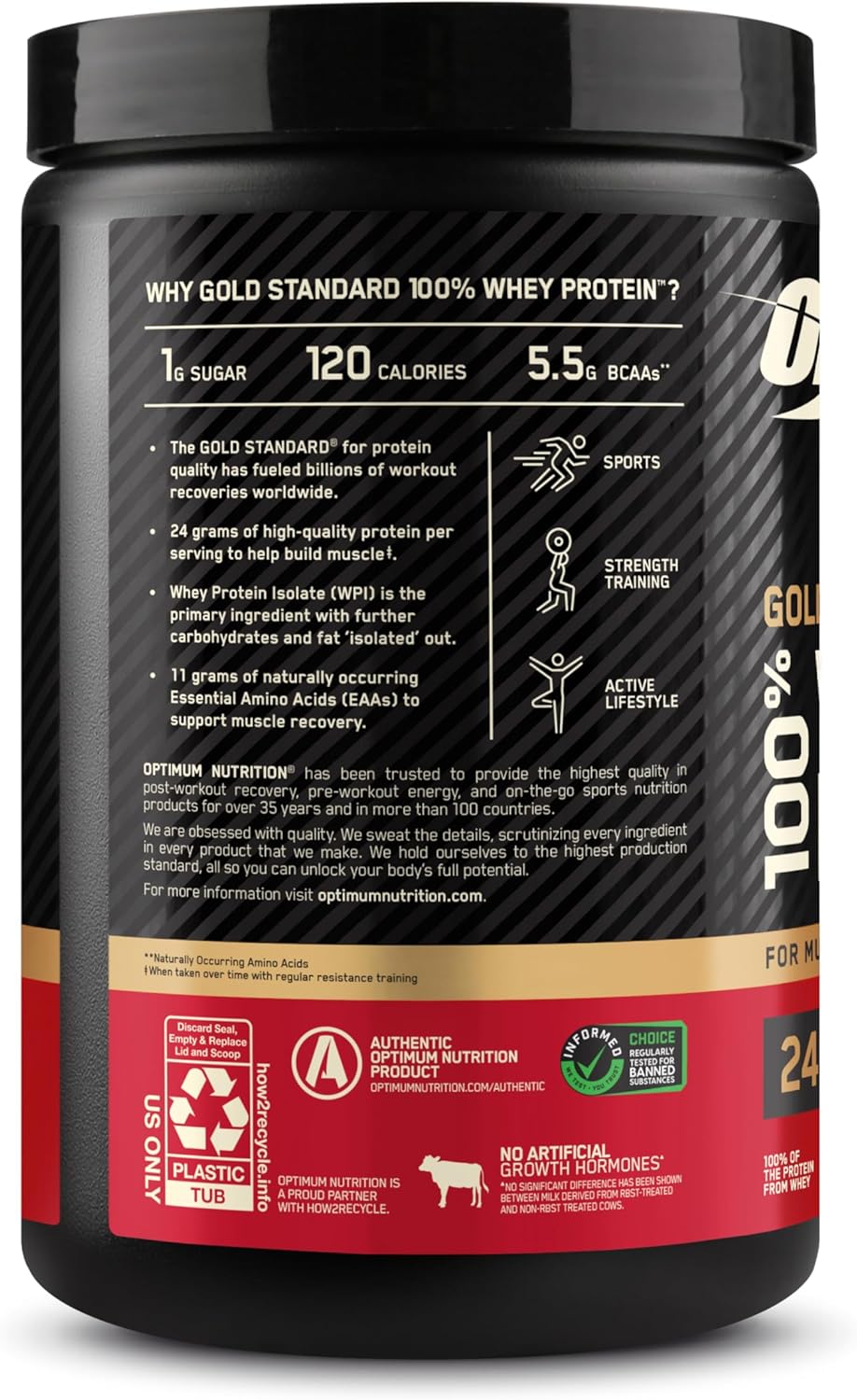 Optimum Nutrition Gold Standard 100% Whey Protein Powder, Double Rich Chocolate, 1 Pound (Pack of 1)